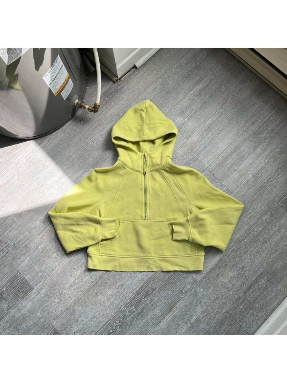 Green / Yellow Vintage Lululemon “Scuba” Half Zip-Up Cropped / Boxy Hoodie